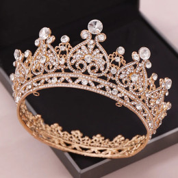 Тиары для невесты винтажные серебристые, ювелирные украшения для волос с кристаллами круглой и большой круглой формы, свадебные аксессуары