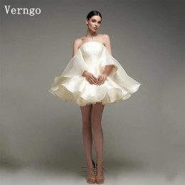 Verngo Champange атласное мини-платье для выпускного вечера с открытыми плечами трапециевидное вечернее платье женское бальное платье элегантное короткое вечернее платье по индивидуальному заказу