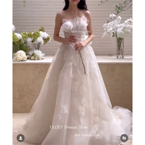 ВЕСНАЯ Элегантные кружевные корейские свадебные платья трапециевидной формы для фотосессии, уникальные складки на шее, изысканные свадебные платья, корсет по индивидуальному заказу