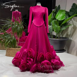 SSYTENS трапециевидные 3D цветы платья для выпускного вечера без бретелек арабские вечерние платья из органзы с длинными рукавами платья для особых случаев по индивидуальному заказу