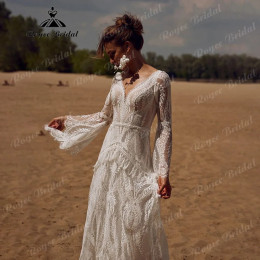 Robe Mariee богемное кружевное свадебное платье русалки с длинными рукавами, 2025 г., свадебное платье в стиле бохо по индивидуальному заказу для женщин, платья de novia sirena