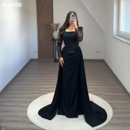 Annie Черное свадебное платье Элегантные женские роскошные платья для выпускного вечера с блестками и вышивкой Русалка для торжественных случаев فساتين سهرة по индивидуальному заказу