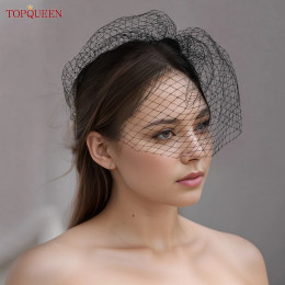 Фата TOPQUEEN VA02B 100% ручной работы, фата-Русалка, белая лента, Цветочная повязка на голову, фата для невесты, аксессуары для волос, фата для лица