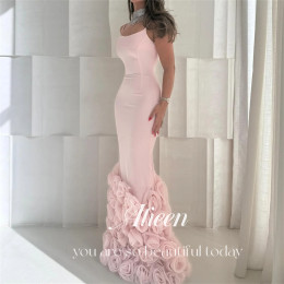 Aileen 3D Flowers Роскошные вечерние платья 2025 Женское платье Vestidos De Festa Женское платье для выпускного вечера 2025 Розовые элегантные вечерние платья Русалка