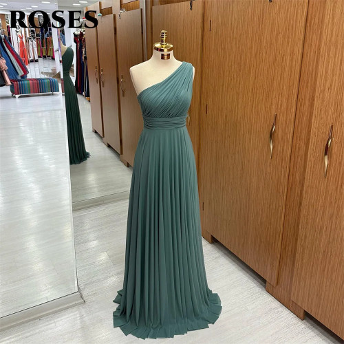 ROSES длинное вечернее платье на одно плечо, пляжные винтажные ночные платья, шифоновое плиссированное платье знаменитости без рукавов, robe de bal, индивидуальное платье