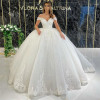 Элегантное свадебное платье с открытыми плечами по индивидуальному заказу для женщин, кружевное свадебное платье с аппликацией из блестящего тюля и v-образным вырезом, трапециевидное платье Robe De Mariée