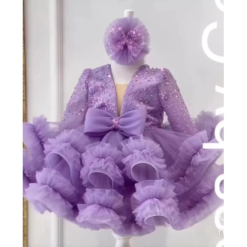 Роскошное платье с цветочным рисунком для девочек, вечерние платья с глубоким круглым вырезом для свадьбы, детской церемониальной одежды на Рождество