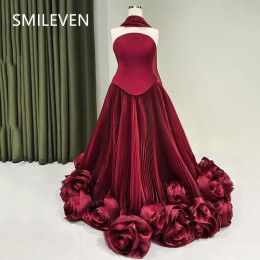 Smileven трапециевидной формы с 3D цветами и аппликациями, платья для выпускного вечера без рукавов, элегантное вечернее платье с открытой спиной, подарок по индивидуальному заказу, 2025 г.
