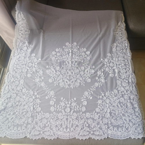 Вышивка белая испанская кружевная мантилья Mantel De Encaje Fallera Manteleta fallera blanca