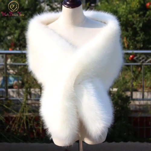 Walk Beside You Куртки из искусственного меха цвета слоновой кости для женщин, свадебная накидка, шаль, свадебное болеро для невесты, вечерние палантины, накидка, аксессуар, знизание плечами