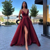 Robe de soiree Атласное вечернее платье с v-образным вырезом на бретельках и боковым разрезом Платье для выпускного вечера Вечерние платья с высокой талией Вечернее платье по индивидуальному заказу