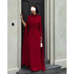 Индивидуальные платья выпускного вечера русалки с длинными рукавами и высоким воротом длиной до пола, цветы, темпераментные вечерние платья