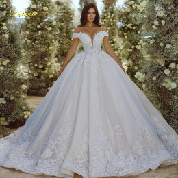 Loverxu бальное платье Свадебные платья Милая с открытыми плечами Vestido De Novia Кружевные аппликации из бисера Свадебное платье на заказ