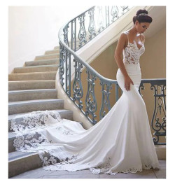 LORIE свадебное платье русалки с рукавами Vestidos de novia винтажное кружевное свадебное платье с вырезом сердечком и открытой спиной свадебные платья по индивидуальному заказу