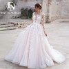 Женское классическое свадебное платье LOUIS NOVIAS, белое платье с длинным рукавом и вышивкой на пуговицах, платье принцессы на лето 2019