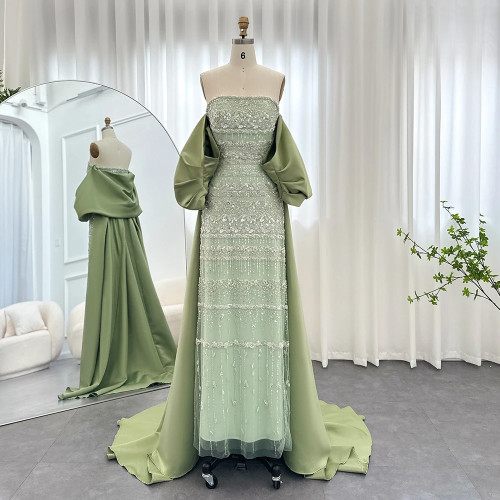 Sharon Said Роскошные вечерние платья Dubai Sage Green с накидкой Blue Sky Lilac Элегантные женские свадебные платья SS238 по индивидуальному заказу