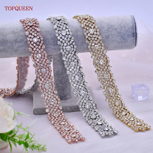 TOPQUEEN S28B, ручная работа, свадебные кристаллы, отделка, блестящие стразы, аппликация, сделай сам, железо, на ремни свадебного платья, украшение, блестящий патч