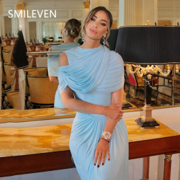 Smileven Элегантное синее платье русалки для торжественного выпускного вечера Саудовская Аравия Скромные вечерние платья без рукавов по индивидуальному заказу 2025