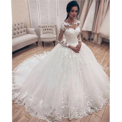 Vestidos женские элегантные летние платья с длинными рукавами свадебные платья роскошное кружевное бальное платье официальное платье для девочек 2024 новинка