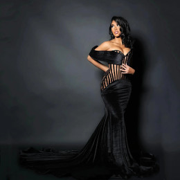Sexy Velour Prom Gowns Mermaid Long Dubai Party Dresses Velvet High Quality Off Shoulder Backless Evening Dress with Train