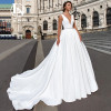 LOUIS NOVIAS Атласные свадебные платья с поясом из кристаллов Стильное свадебное платье с глубоким v-образным вырезом и открытой спиной Vestidos Novias De Saten