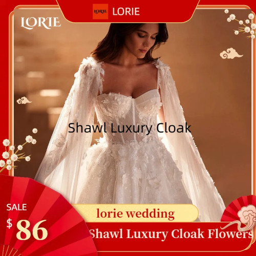 LORIE Элегантные кружевные свадебные платья с аппликацией без бретелек, шаль трапециевидной формы, роскошный плащ, милое свадебное платье, платья невесты по индивидуальному заказу