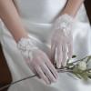 Свадебные белые перчатки WG060, ручная работа, искусственная аппликация, короткие перчатки для невесты, женские перчатки для конкурса, выпускного вечера, ручная работа