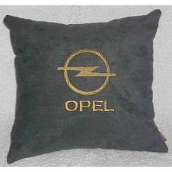 Подушка Opel т.серая вышивка золото