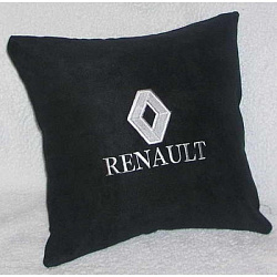 Подушка Renault черная вышивка белая