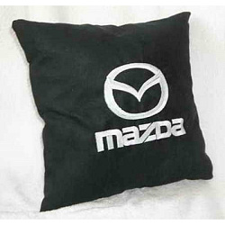 Подушка Mazda черная вышивка белая