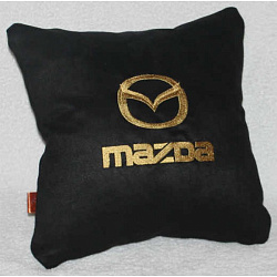 Подушка Mazda черная вышивка золото