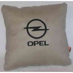 Подушка Opel св.бежевая вышивка черная
