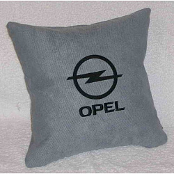 Подушка Opel серая вышивка черная