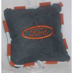 Подушка Ford т.серая со шнуром вышивка оранжевая