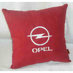 Подушка Opel красная вышивка белая