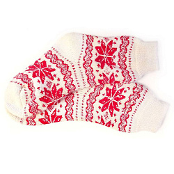 Носки шерстяные белые с красными снежинками