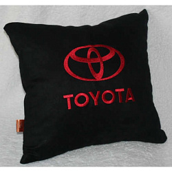 Подушка Toyota черная вышивка красная